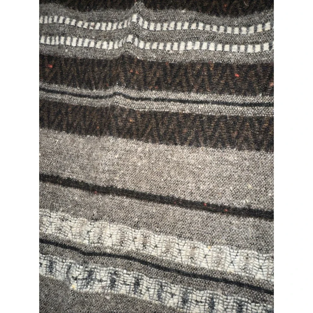 Pierre Cardin Wool Blend Scarf Fringe Gray Black Brown White Stripes‎ Pattern